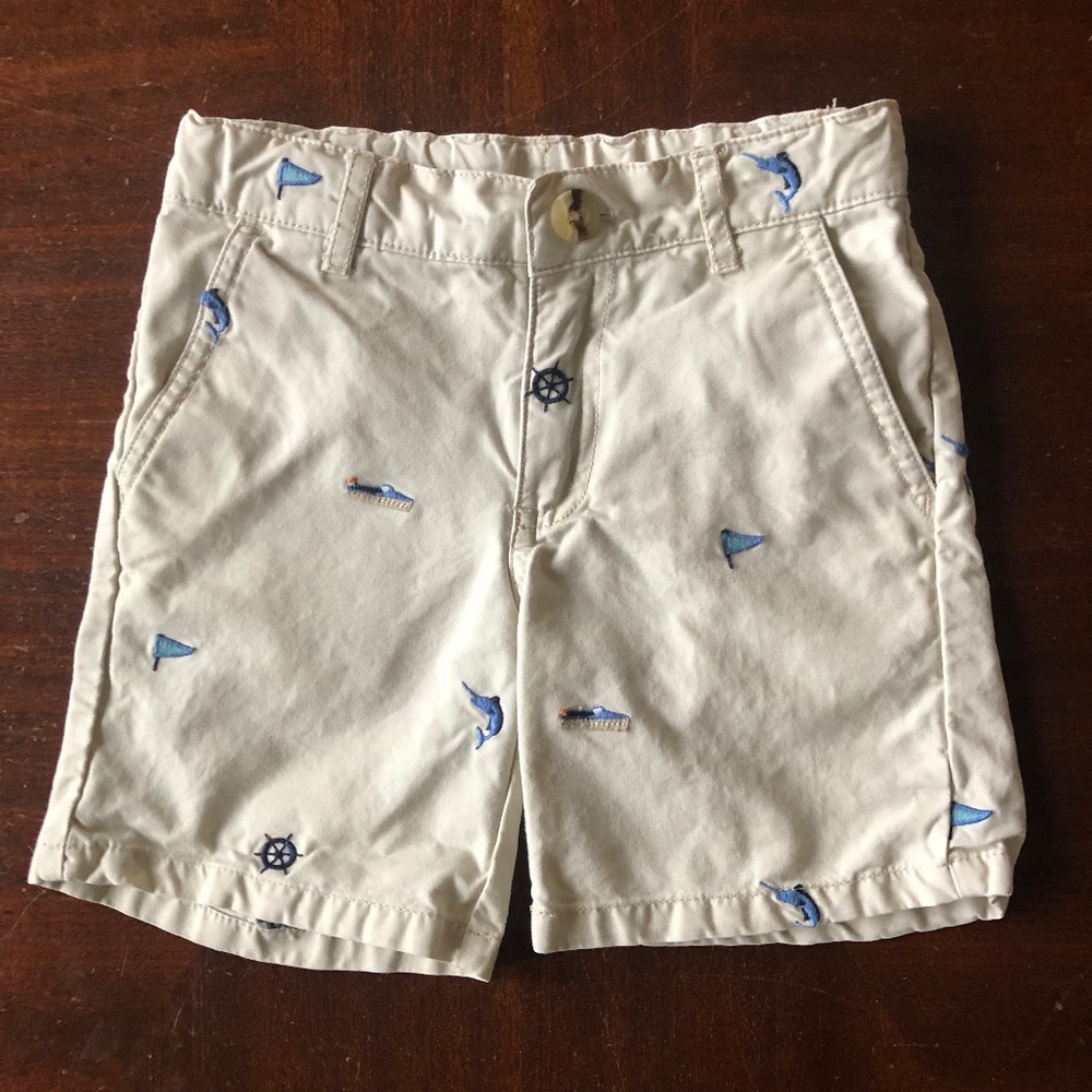 Janie and Jack Embroidered Nautical Chino Shorts